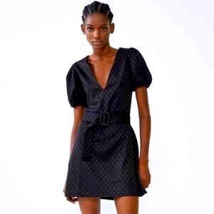 Zara Mini Belted Black Dress